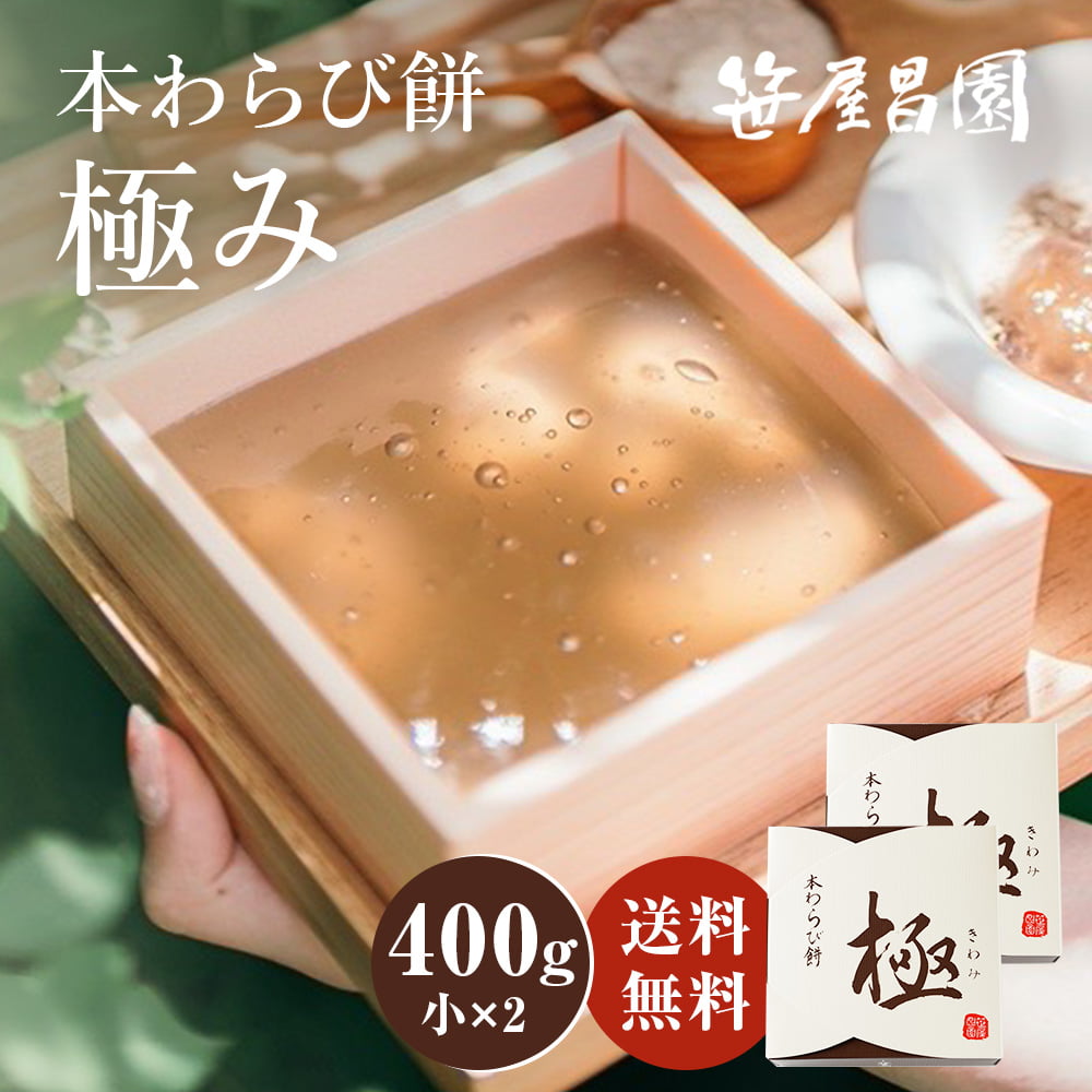 本わらび餅「極み」【小(200g)×2個 400g (3～4人前)】( 御中元ギフト 和菓子 高級 スイーツ 誕生日 内祝い 出産祝い ご挨拶 京都 本わらび 土産 京都土産 ギフト お取り寄せ 食品 実用的 御歳暮 お歳暮 お年賀 御年賀 御中元 お中元 暑中見舞い)のイメージ画像