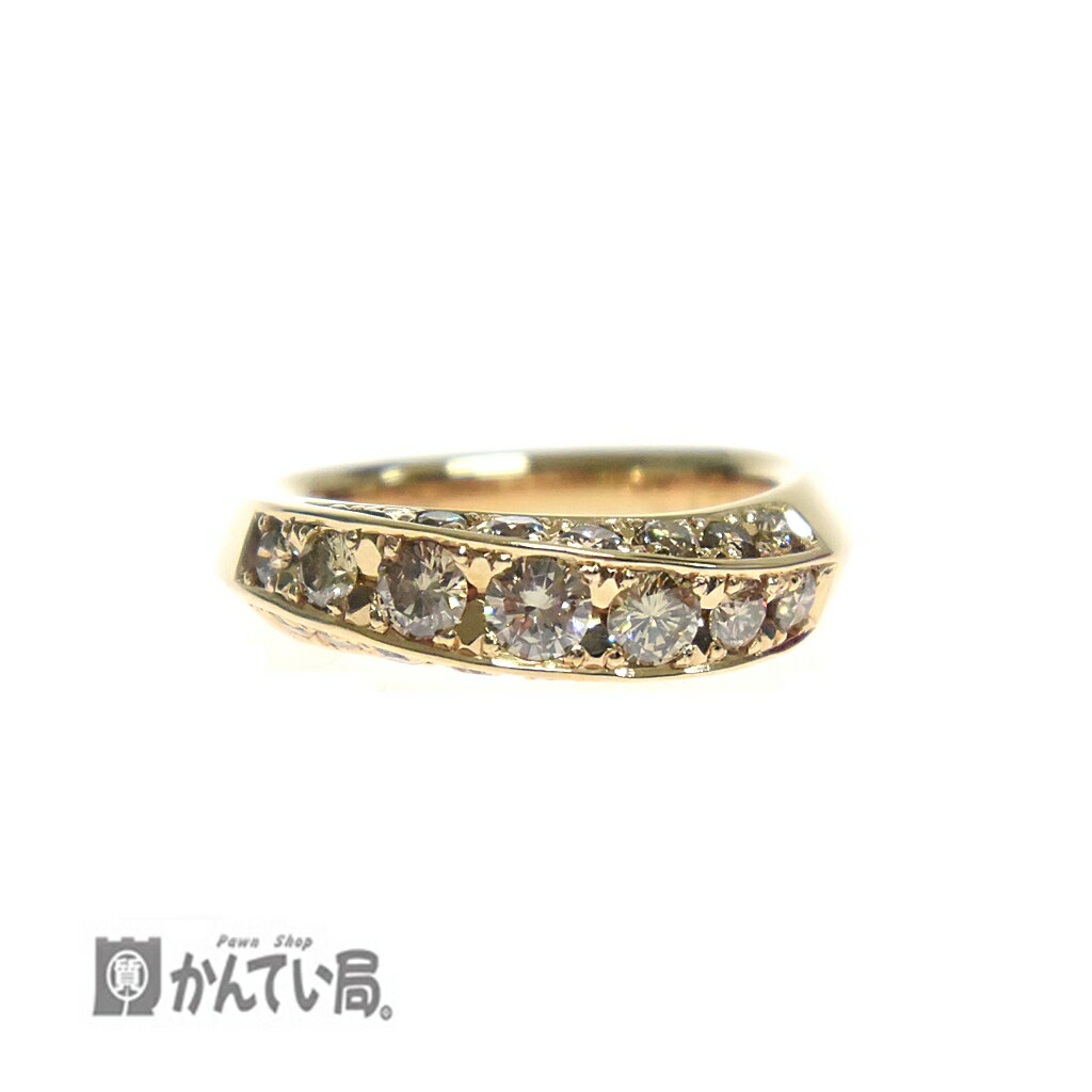 極美品 K18 ダイヤモンドリング 指輪 ダイヤ リングサイズ #13 ダイヤ 1.00ct キラキラ 上品 曲線 カーブ ゴールド 13号 【中古】