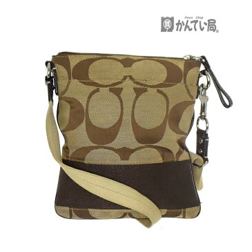 COACH シグネチャー スウィング ショルダーバッグ F42619 ブラウン ベージュ ファスナー開閉式 斜め掛け 軽量 【中古】