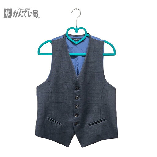 TOMMY HILFIGER トミーヒルフィガー メンズ スーツ ベスト ジレ 紳士服 ダークグレー×ネイビー 表地:毛100% クリックポスト発送 【中古】 TOMMY HILFIGER トミーヒルフィガー メンズ スーツ ベスト ジレ 紳士服 ダークグレー×ネイビー 表地:毛100% クリックポスト発送 【中古】