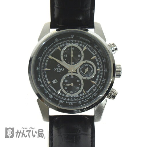 未使用 保管品 STAG TYO STG019S1 スタッグ クロノグラフ クオーツ時計 デイト SS レザーベルト メンズ 腕時計 稼働品 黒文字盤 【中古】 未使用 保管品 STAG TYO STG019S1 スタッグ クロノグラフ クオーツ時計 デイト SS レザーベルト メンズ 腕時計 稼働品 黒文字盤 【中古】