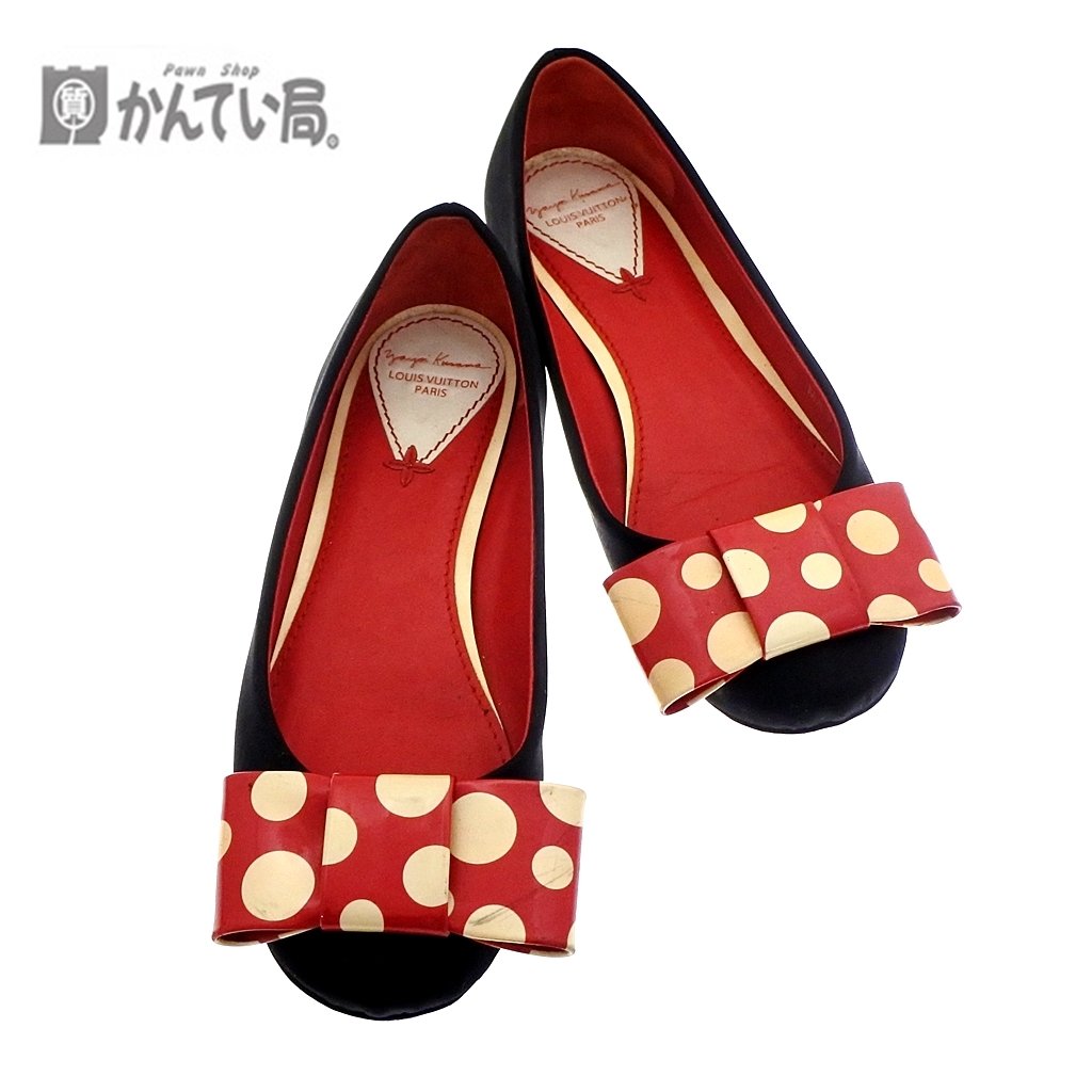 Rakuten - LOUIS VUITTON ルイヴィトン 草間彌生 YK ドットリボン モノグラム パンプス MA0132 ブラック レッド 黒 赤 可愛い 35cm 約22cm×～22.5cm 【中古】