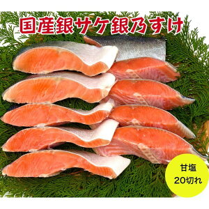 【送料無料】(本州のみ) 国産銀鮭 「銀乃すけ20切れ」 鮭はやっぱり国産 銀鮭セット しゃけ シャケ 【国産銀鮭 銀乃すけ 切り身 甘塩 魚 塩焼き ご飯のお供 お弁当 酒のつまみ 美味しい 絶品 ギフト 贈答 厚切り 鮭切り身 甘塩鮭切り身 】