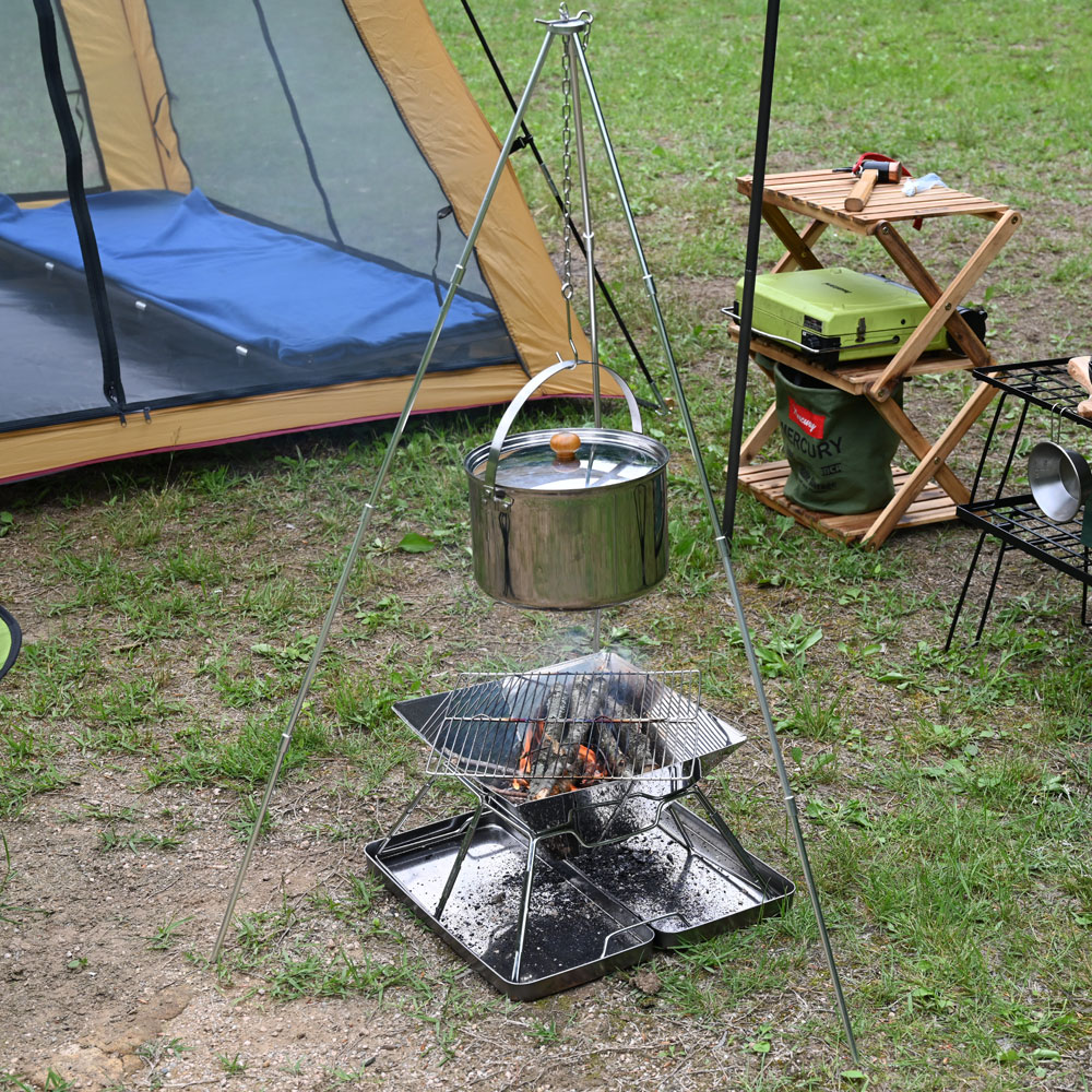 トライポッド ソロキャンプ 105cm コンパクト収納 キャンプ バーベキューコンロ アウトドア 焚き火料理 アウトドア キャンプ用品 焚き火 料理 組み立て簡単 おしゃれ通販格安セール情報 楽天 通販
