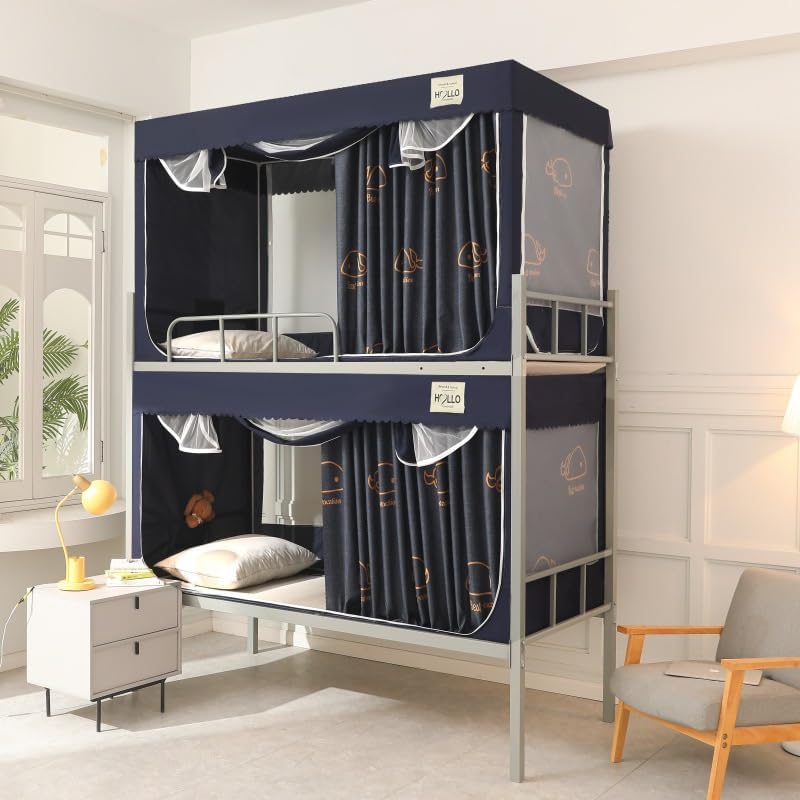 蚊帳 学生寮 室内カーテン シングルベッド 上段と下段蚊帳 ベッドテント プライバシーテント 遮光 通気..