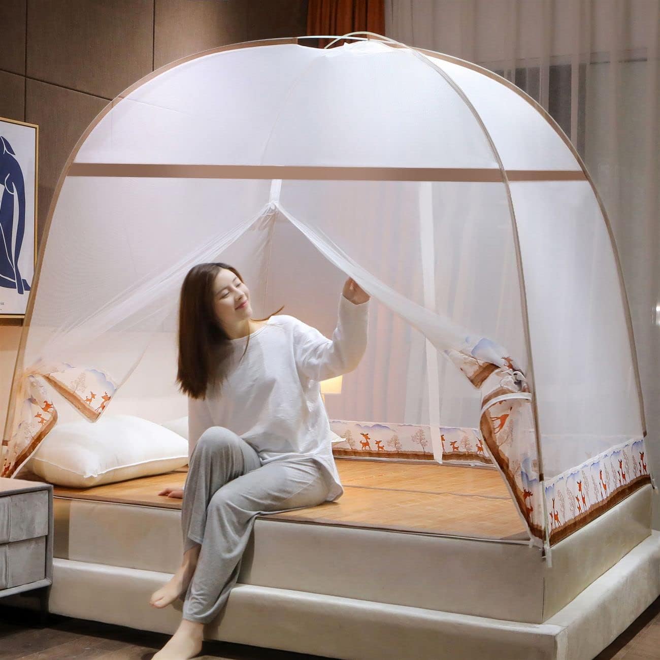 ワンタッチ 蚊帳 学生寮の折りたたみ式転倒防止 底つき テント式 ムカデ 虫 蚊 モスキートネット 折り..