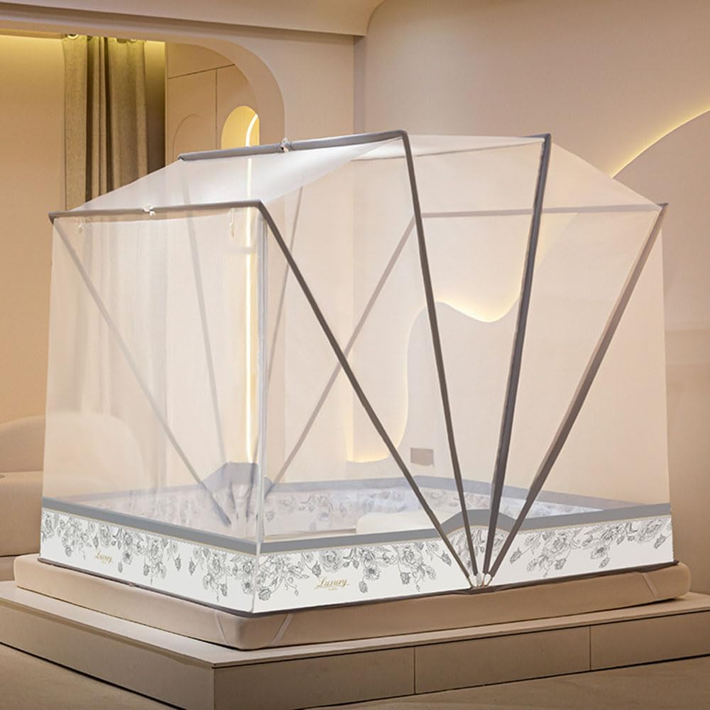 蚊帳 テント 大型 室内 かや 蚊帳 ワンタッチ 大型 高170cm 軽量 2人用 蚊帳 底なし ムカデ蚊帳 1ドア ..