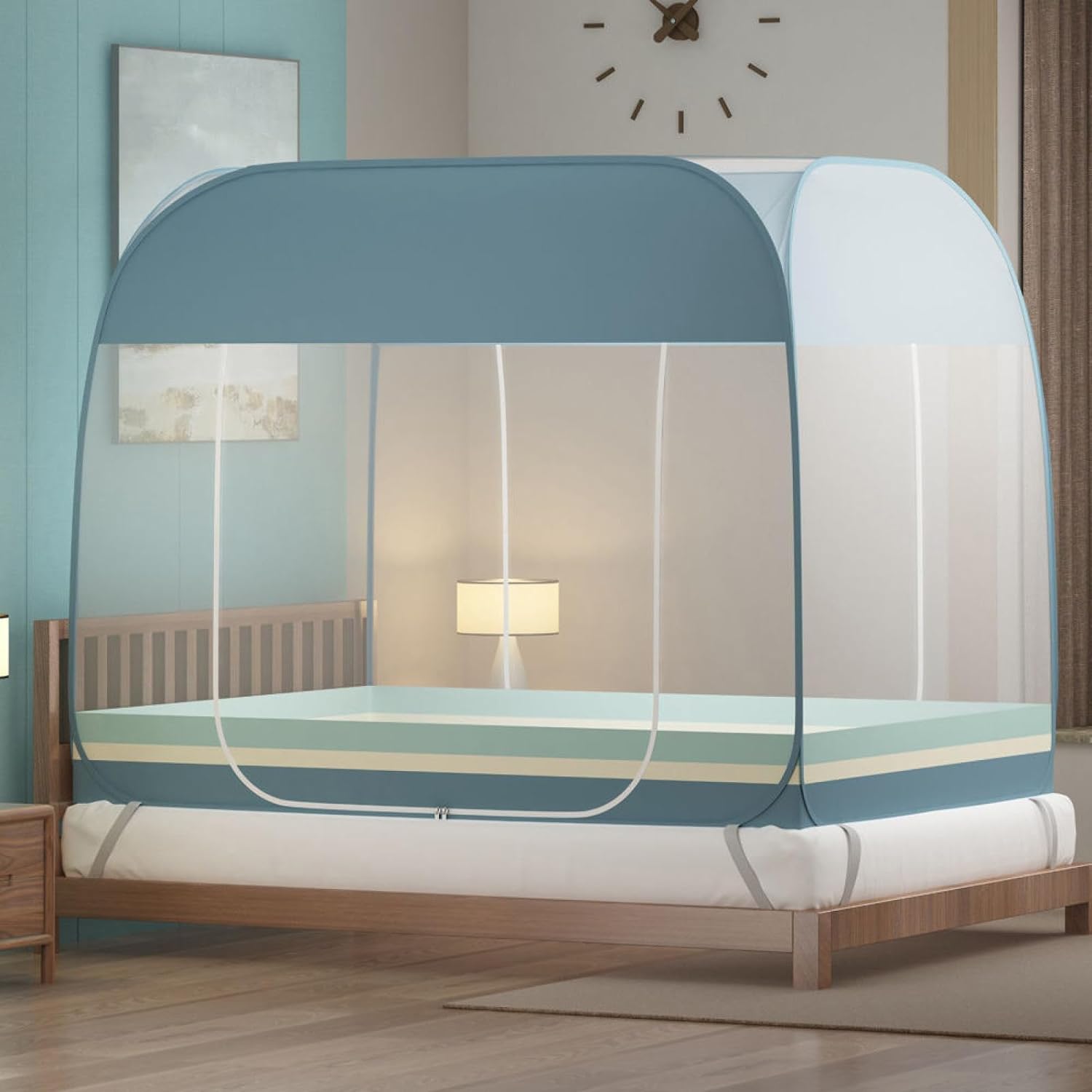 蚊帳 夏 180*200cm 組み立て簡単 通気性よい 子供 害虫侵入防ぎ ムカデ対策 3秒組み立て アウトドア 大..