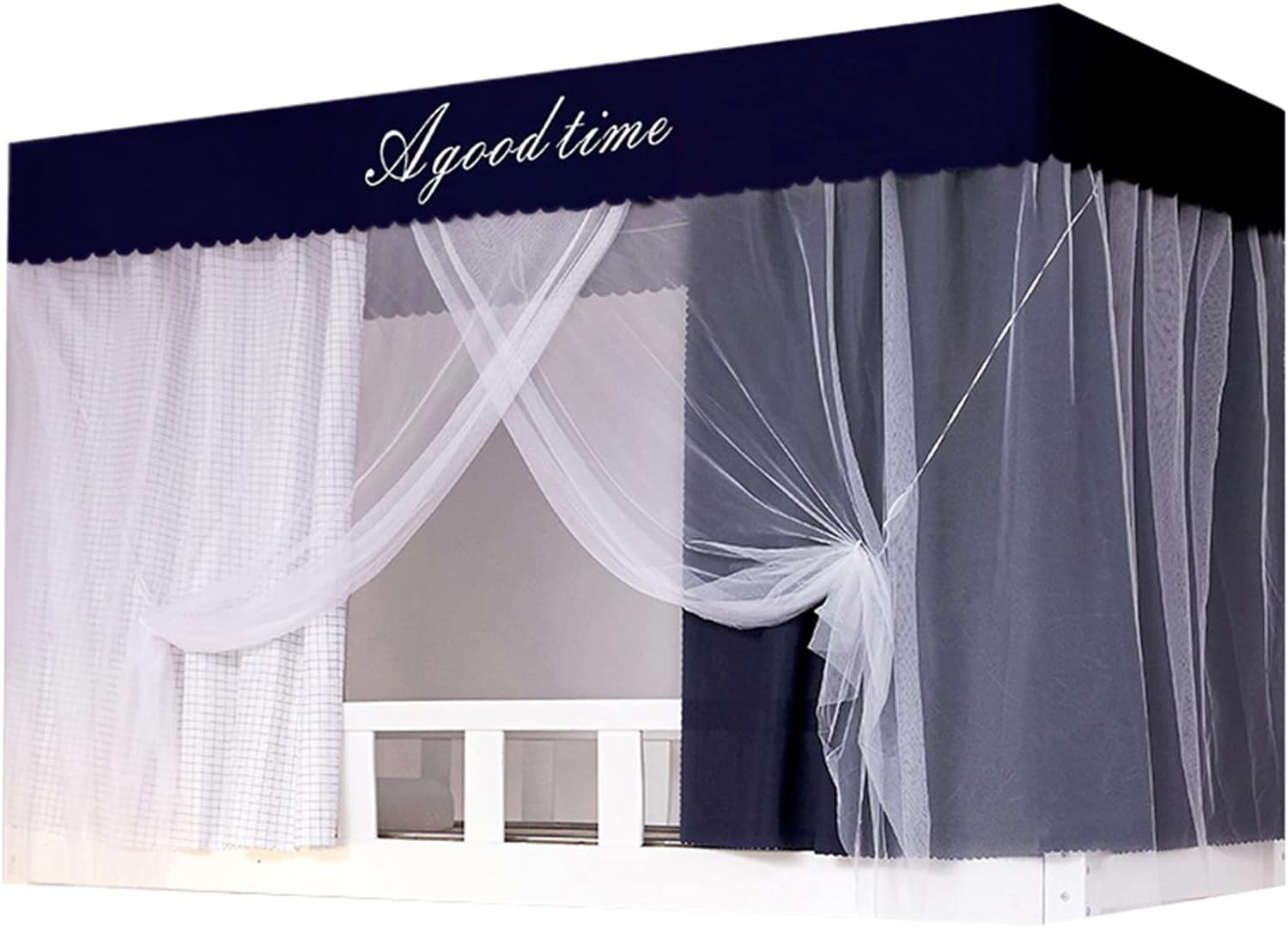 蚊帳 学生寮 室内カーテン シングルベッド 上段と下段蚊帳 かや 二重層 ベッドテント プライバシーテン..