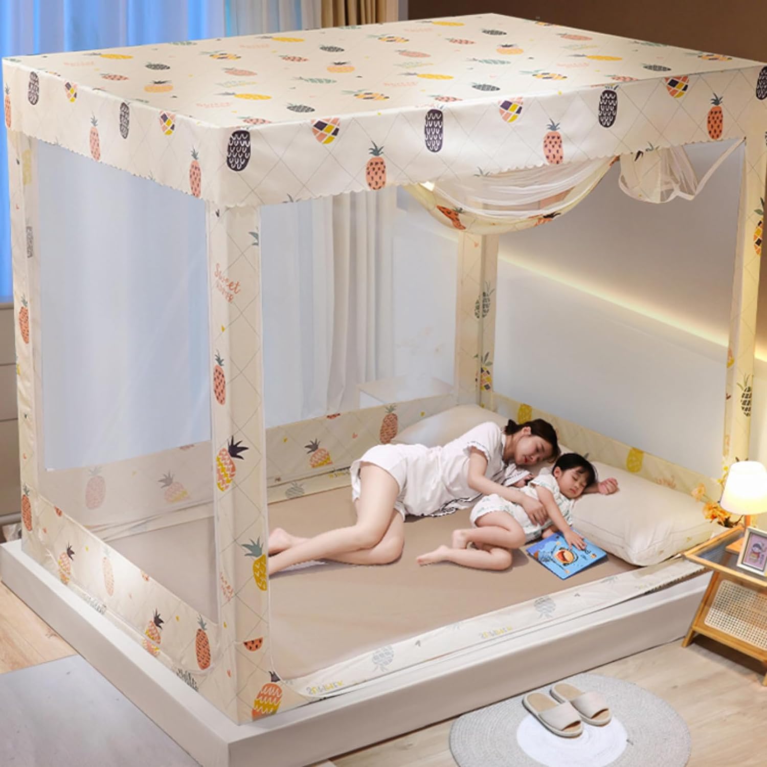 ワンタッチ蚊帳 180*200cm スクエア蚊帳 テント式 ムカデ対策 持ち運べる 3秒組み立て 虫/蚊よけ 害虫侵入防ぎ 蚊対策 全方位ガード 密度が高い 通気性よい 子供 大人 組み立て簡単 収納