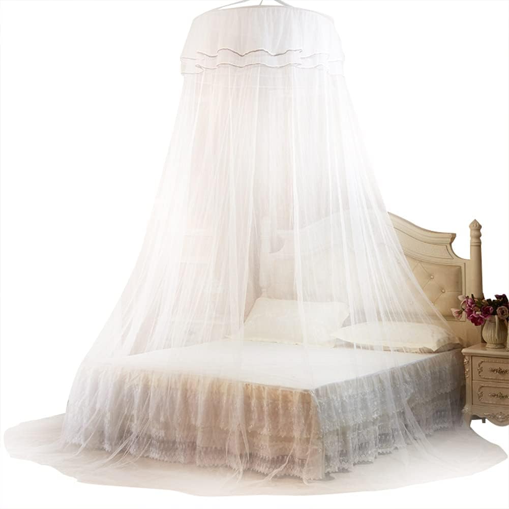 ベッドキャノピー 安眠対策 防虫 防蚊 ベッド蚊帳 天蓋カーテン 部屋飾り(白い)