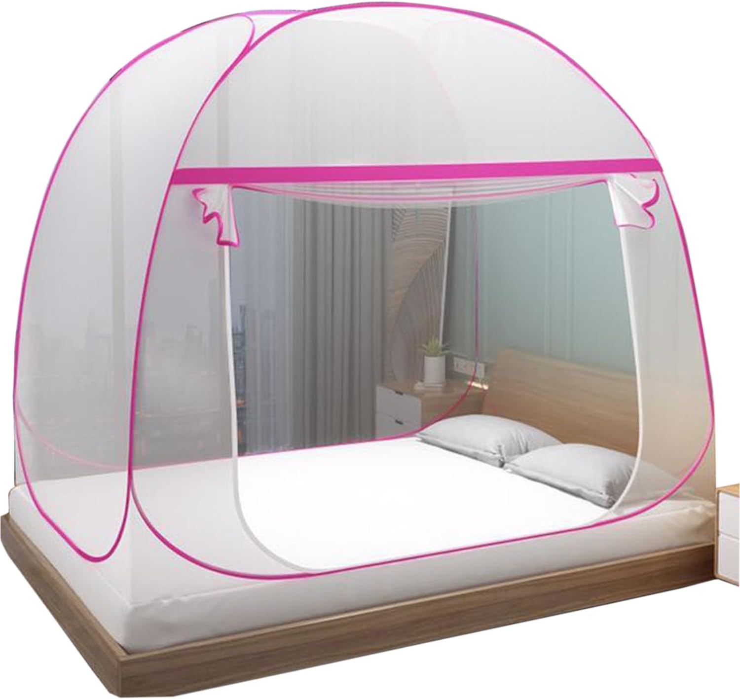 蚊帳 テント式 ワンタッチ 2ドアタイプ モスキートネット 底生地付き 密度が高い 蚊テント 持ち運べる ..