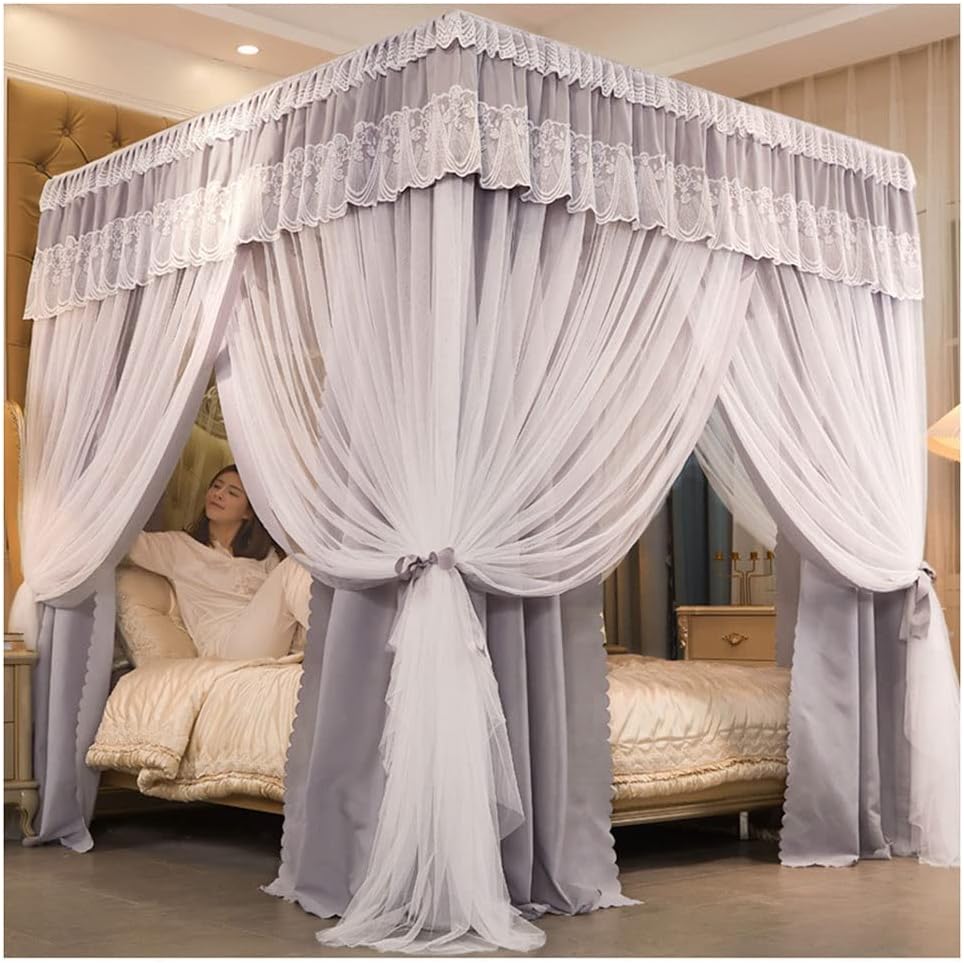 天蓋 カーテン モスキートネット蚊帳 プリンセススタイルのダブルデッカーベッドキャノピー、家庭用フ..