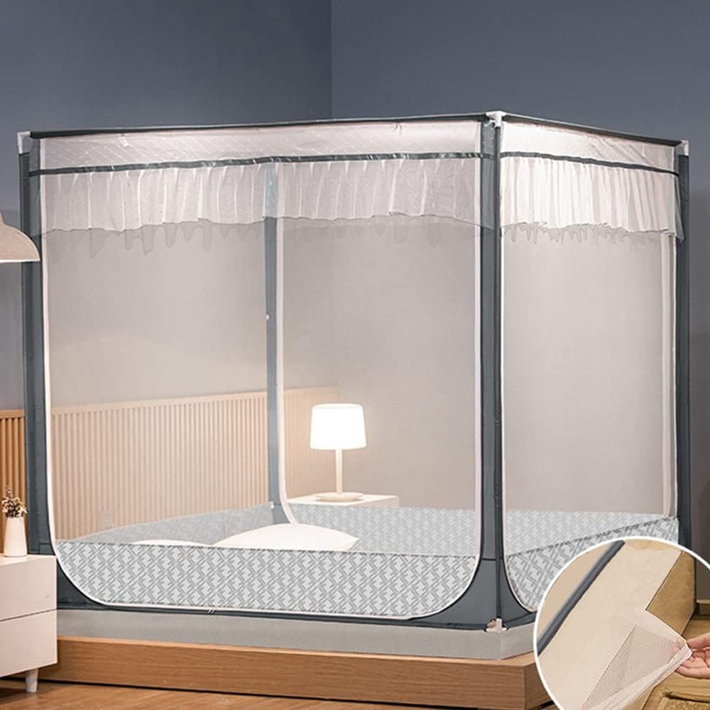 蚊帳 底付き シングルベッド用 ダブルベッド 3ドア設計 かや 密度が高い 蚊帳 ベッド用 畳 大型 キャン..