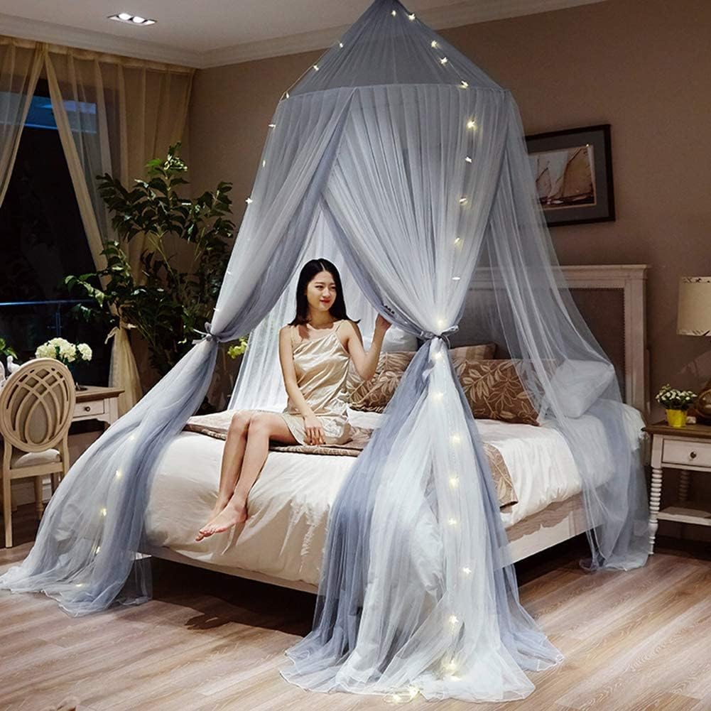 天蓋 For Bed プライバシーテント 吊り下げ 姫系蚊帳 ベランダ 大型 蚊帳 ベッド プリンセスベッドキャノピードームレース2色ステッチ 密度が高い 防虫 防蚊 収納便