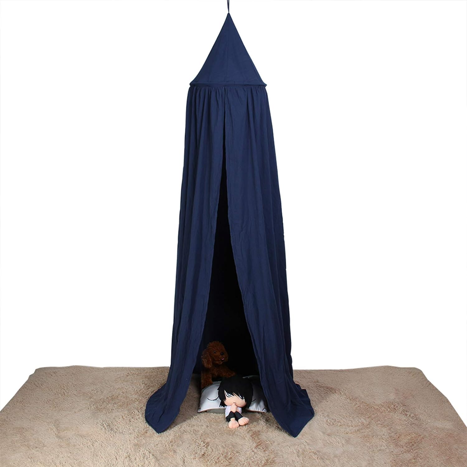 吊り下げタイプ 天蓋カーテン、ドームベッドキャノピー、簡単に組み立てられるソフトラウンドドームハ..