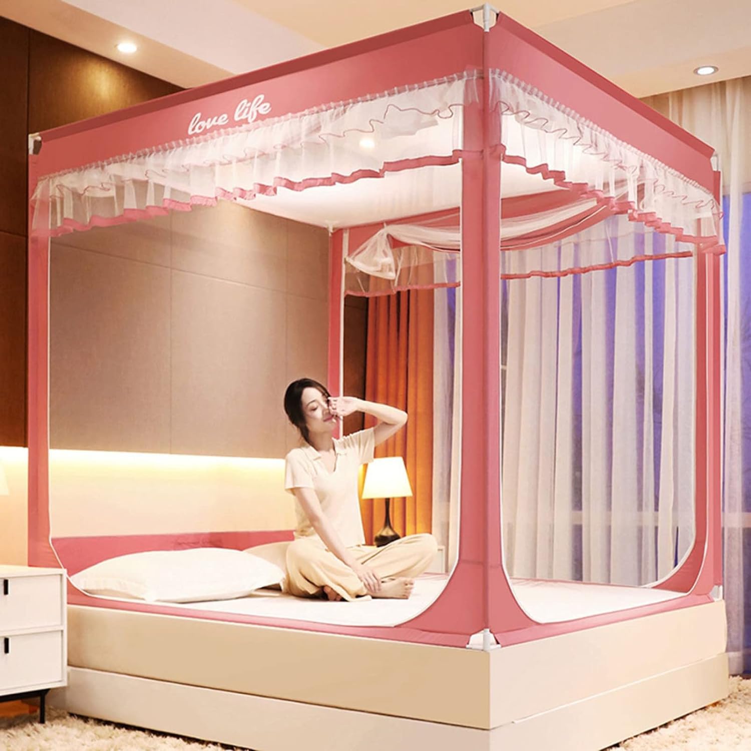 ワンタッチ蚊帳 120*200*170cm 子供 大人 テント式 通気性よい 収納袋付き 蚊対策 ムカデ対策 旅行 3秒..