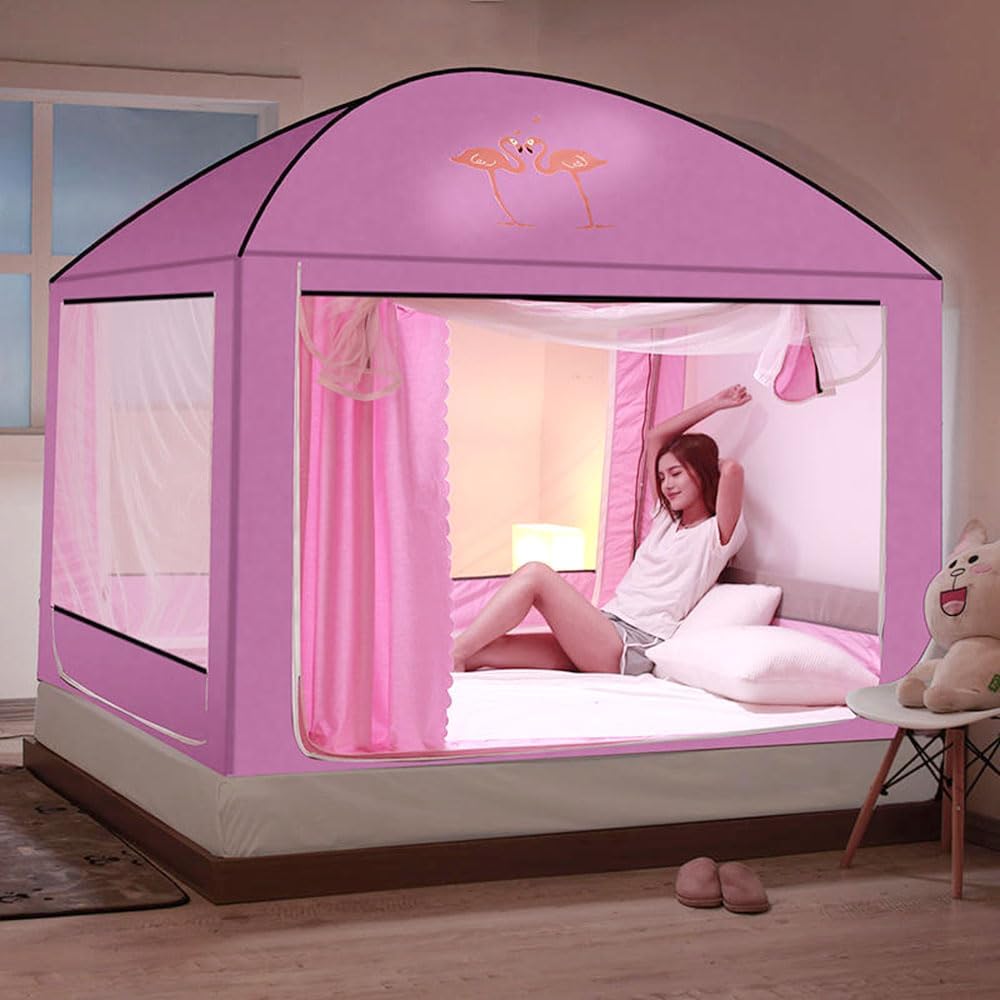 蚊帳 大型 遮光 かや ベッドテント プライバシー 蚊帳 一人用 蚊帳 ダブル 密度が高い 遮光カーテン付 ..