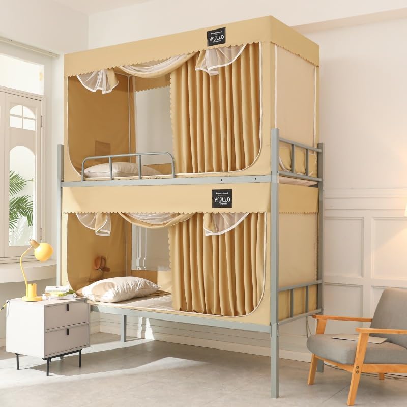 蚊帳 学生寮 室内カーテン シングルベッド 上段と下段蚊帳 ベッドテント プライバシーテント 遮光 通気..