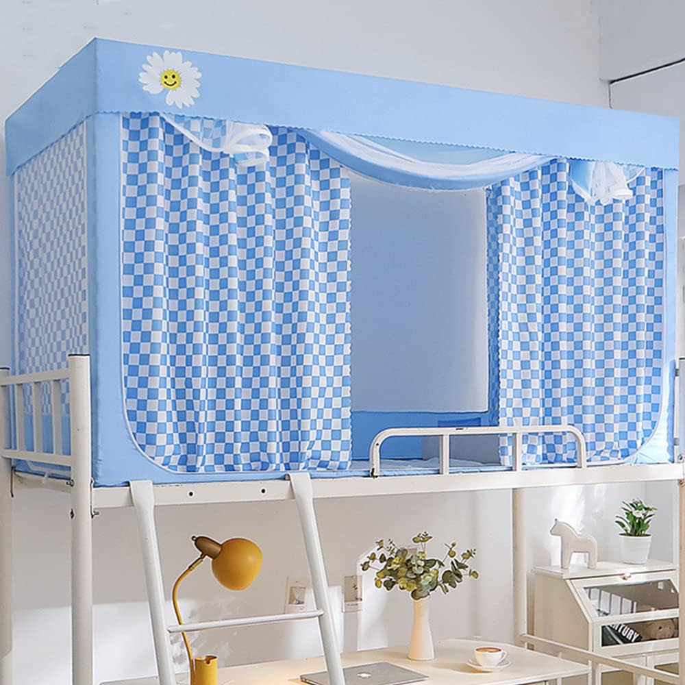 蚊帳 学生寮 室内カーテン シングルベッド 上段と下段蚊帳 かや 二重層 ベッドテント プライバシーテン..