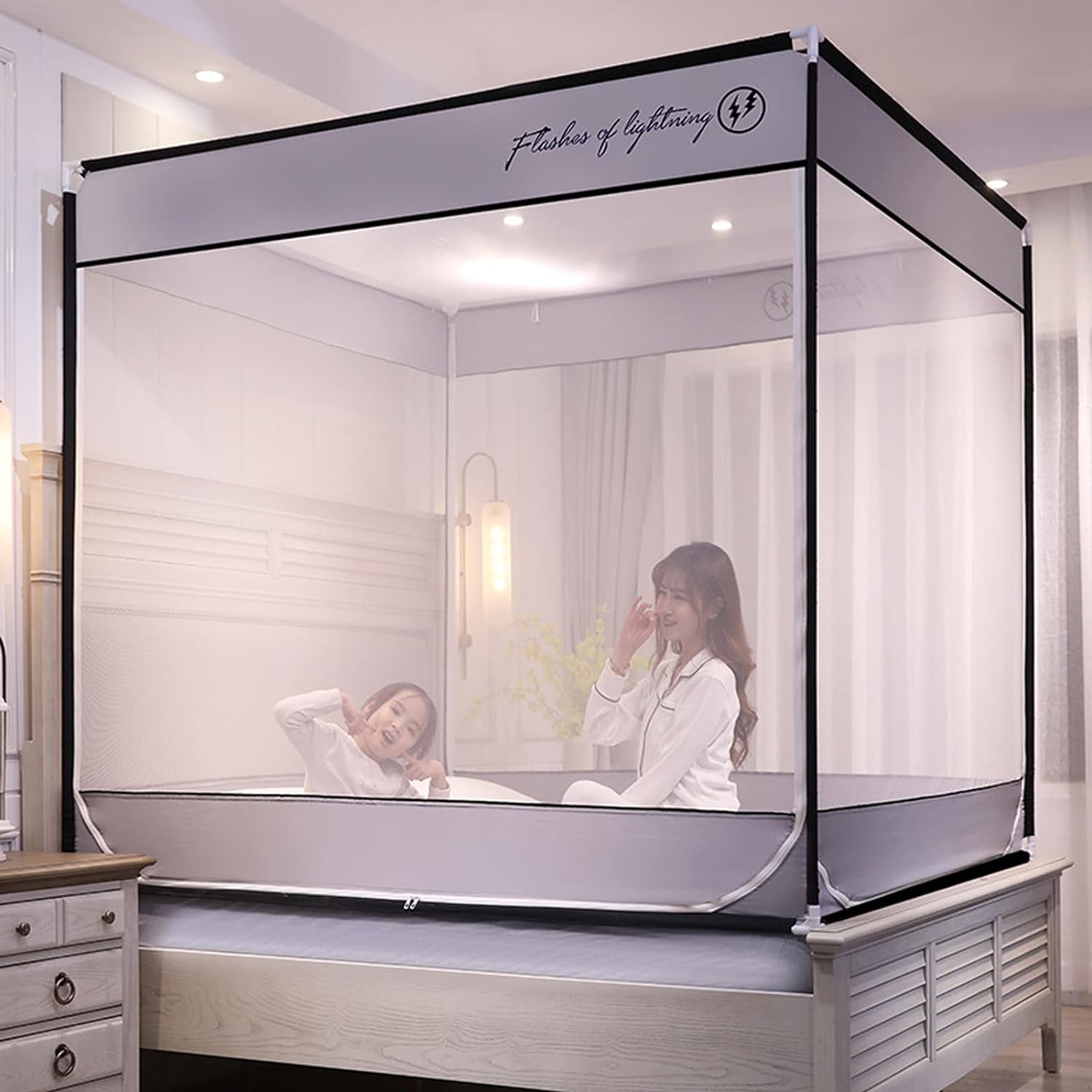 蚊帳 折りたたみ式 モスキートネット 転落防止 圧迫感なし 安心寝る 蚊よけ 虫除け 夏 蚊/ムカデ対策 ..