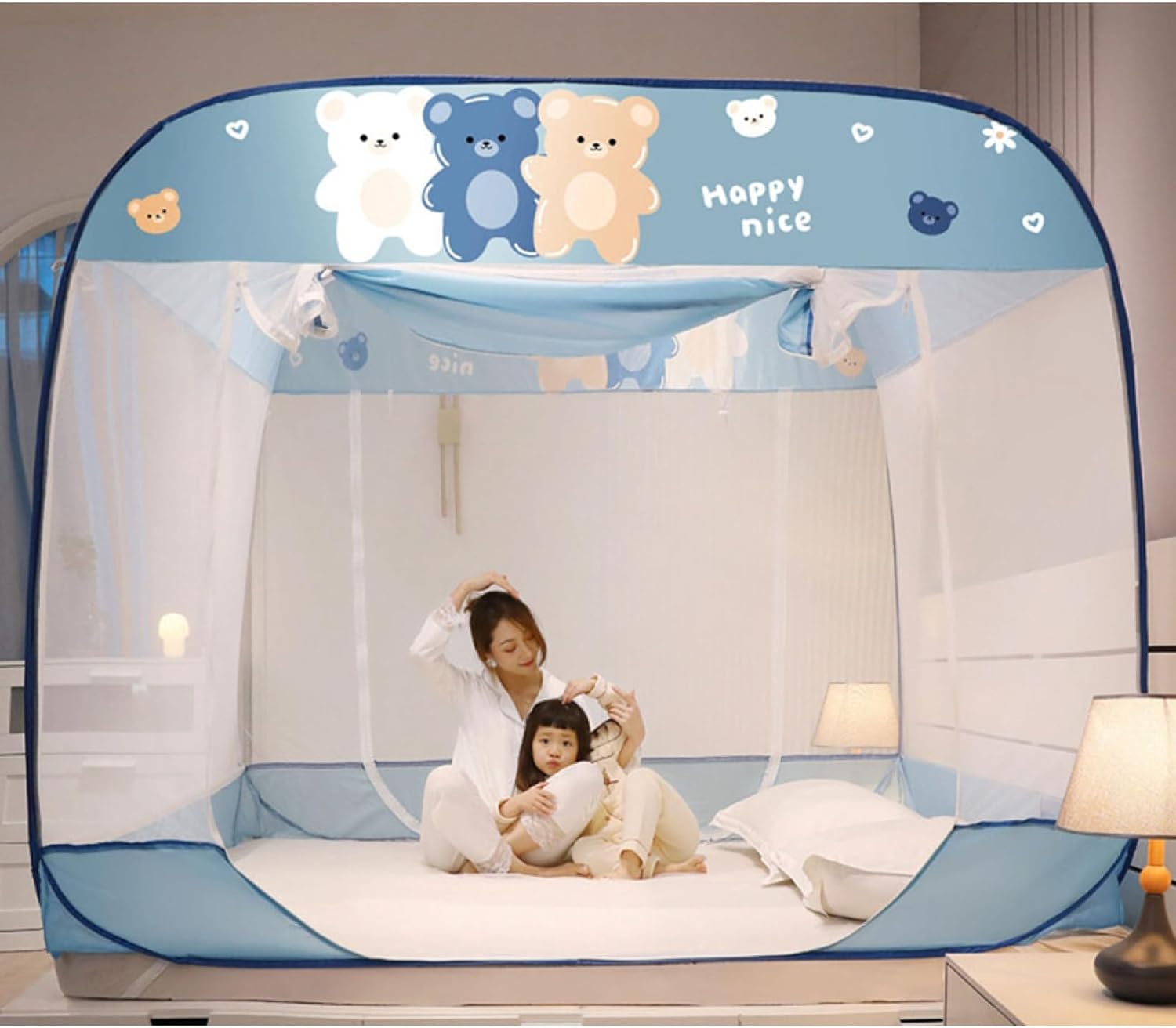 ワンタッチ蚊帳 200*220*165cm 大人 テント式 通気性よい 収納便利 虫/蚊よけ 蚊対策 ムカデ対策 旅行 ..