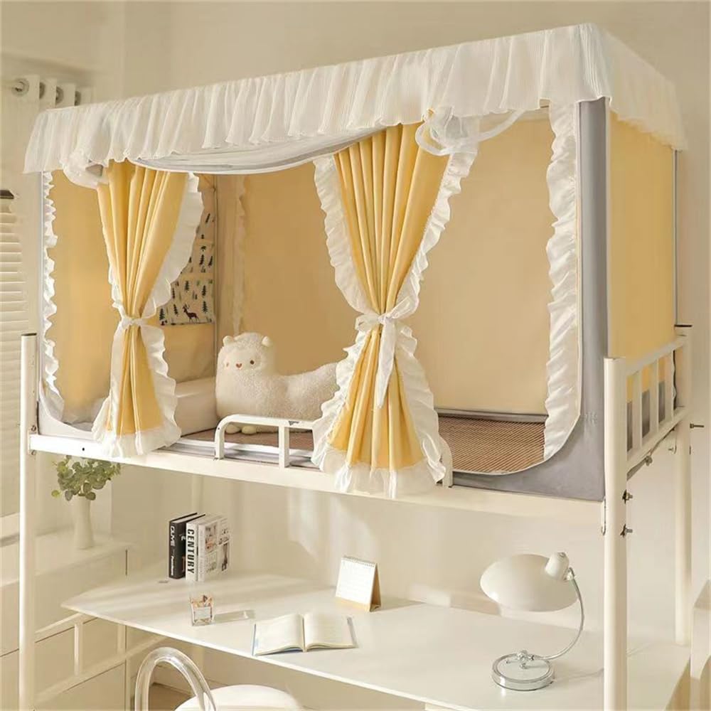 蚊帳 学生寮 上段と下段蚊帳 シングルベッド 室内カーテン ベッドテント プライバシーテント 通気性 遮..