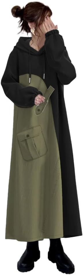 パーカーワンピース レディース ロングワンピース ドッキングワンピース ワンピース ロングパーカー マキシワンピース トレーナー プルオーバー ギャザー フード付き ドレス スウェット フレア フリル