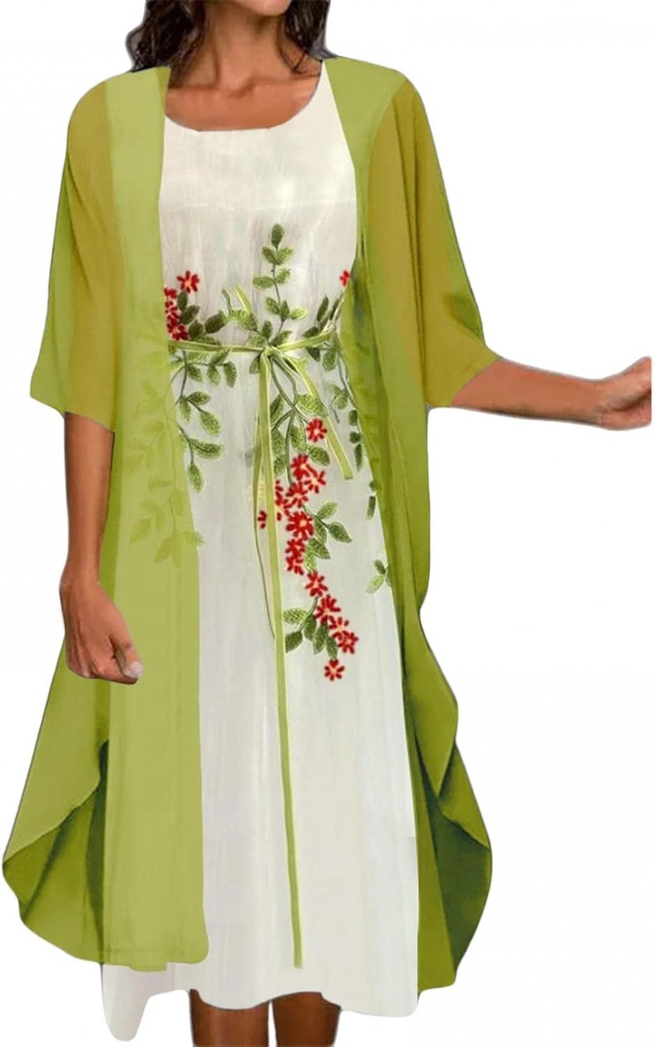 レディース ワンピース シフォンドレス カジュアル カーディガン ノースリーブ ドレス レディース 春 お洒落 スカート シンプル オシャレ ワンピースドレス フォーマル ドレス マキシ丈ワンピース