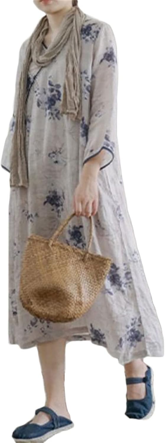 ワンピース レディース 綿麻ワンピース チャイナドレス チャイナワンピース ロングワンピース マキシワンピース 民族風 森ガール カジュアル 綿麻 ミモレ 着痩せ 夏 復古 体型カバー ナチュラル シ