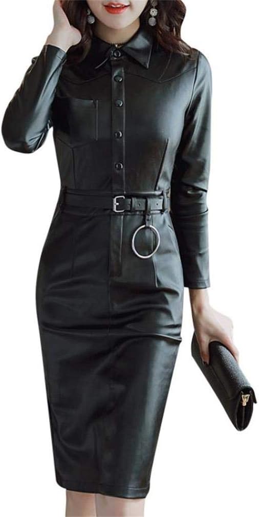 秋冬ワンピース レディース ライダースウエア PU レザードレス タイトワンピース ロング ペンシルスカ..