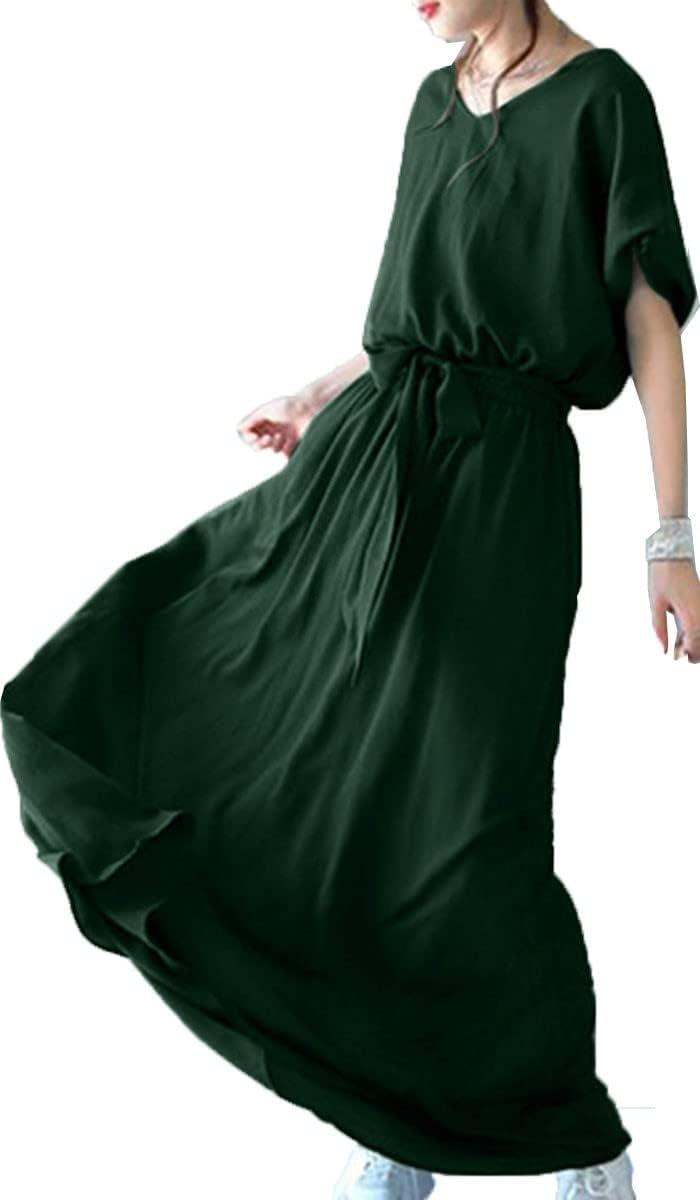 ロングワンピース レディース マキシワンピース ワンピース ドレス フレアワンピース サマードレス フリルワンピース プリーツ ギャザー フレア フリル ミモレ丈 ウエストリボン カジュアル ロング