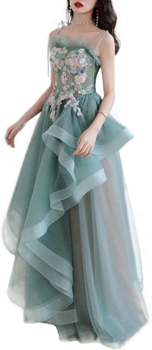 レディース ドレス イブニングドレス パーティードレス ワンピース 大きいサイズ チュール 刺繍 花柄 Aライン ハイウエスト 結婚式 二次会 お呼ばれ 演奏会 司会者 エレガ