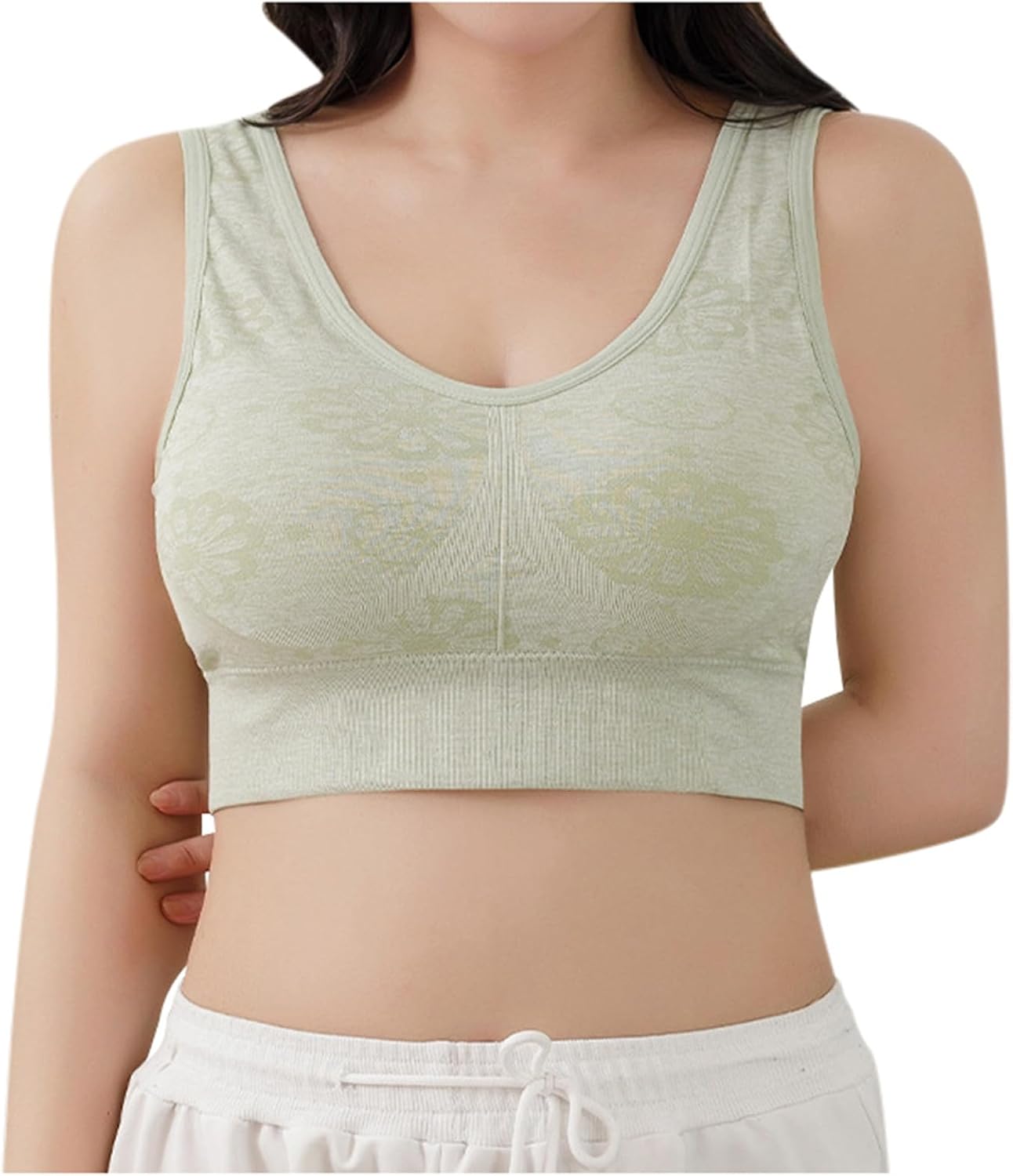 女性の刺繍パターンのシームレスなチェストラッププラス高齢者のための肥育スポーツランニングブラ ス..