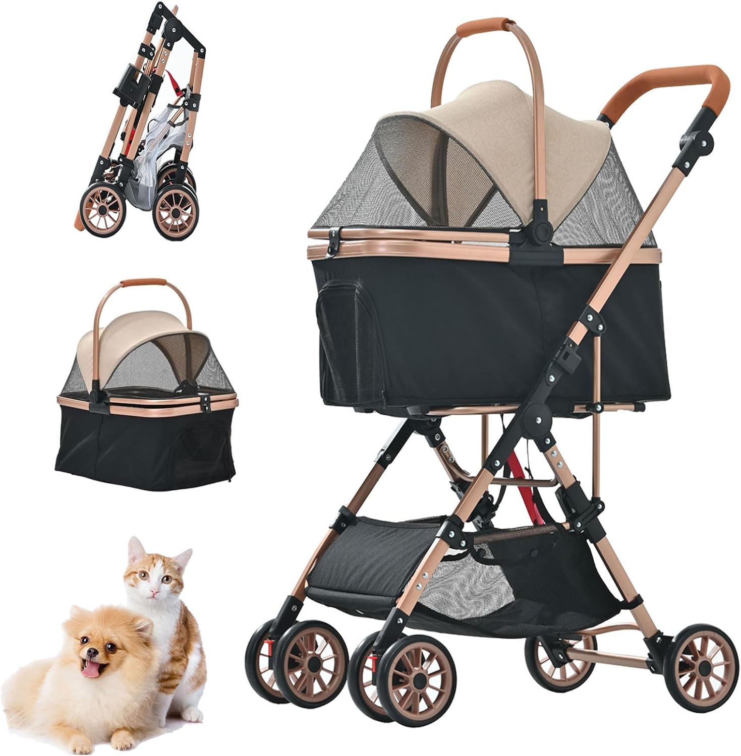 ペットカート 小型犬 折り畳みわんタッチ2way ペットカート 中型犬 多頭 ペットカート 取り外し可能 分..