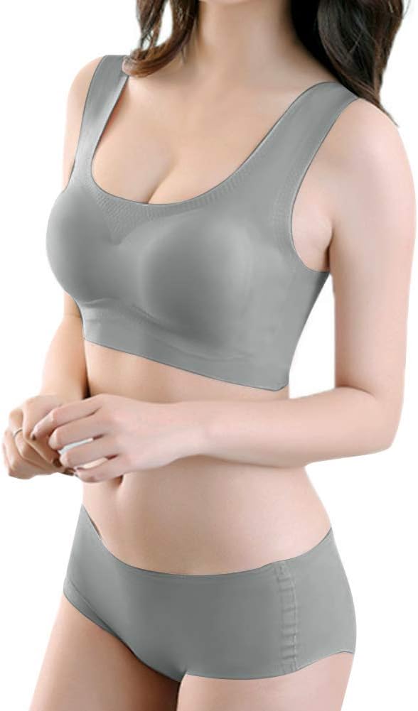 スポーツブラ 揺れない レディース ブラ ショーツ 2点セット 1枚式 縫い目ゼロ 薄め設計 通気 速乾 Nat..