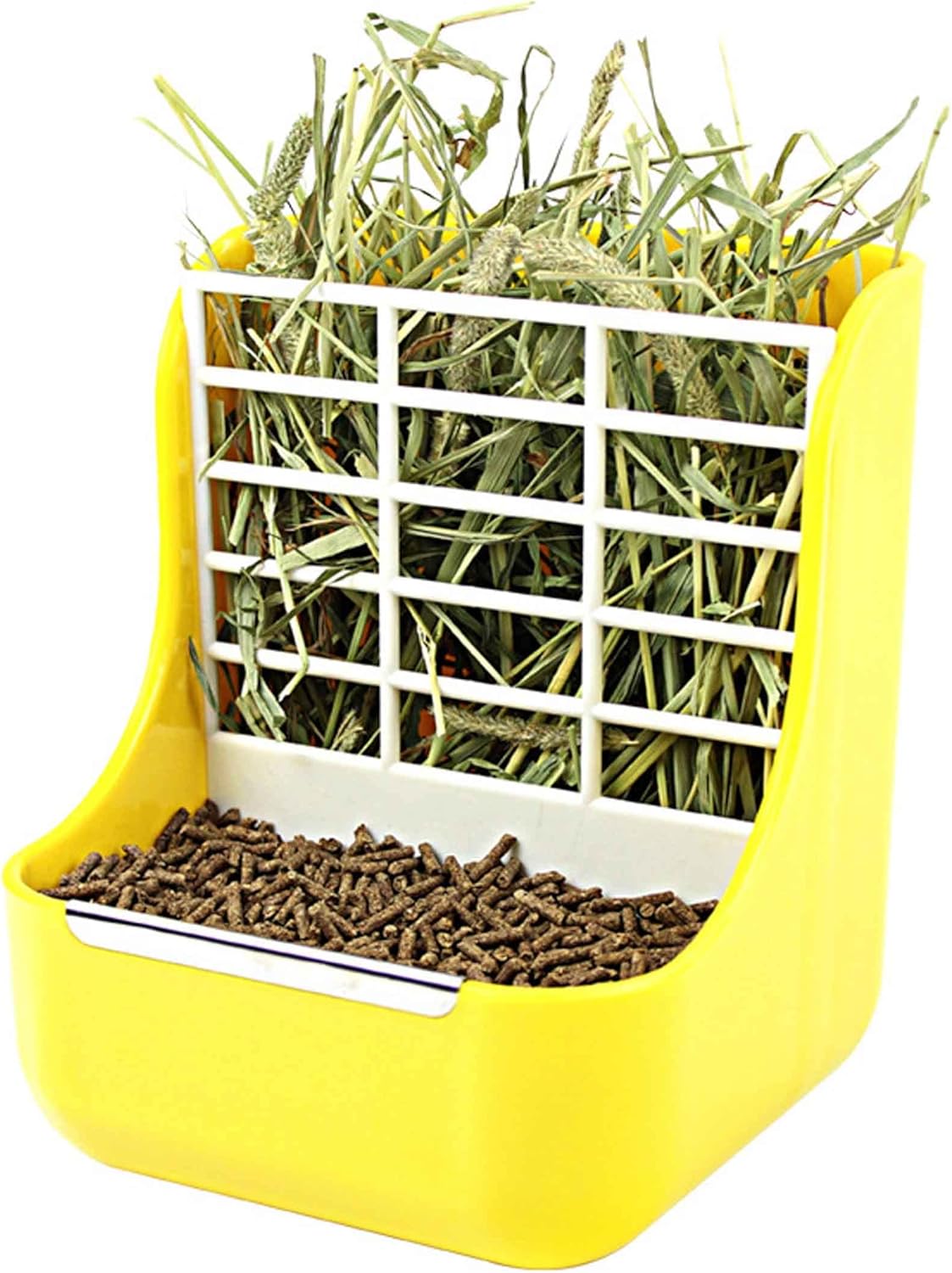 うさぎ 牧草入れ 外付けケージ ネジ固定 うさぎ チモシー入れ 2 in 1 牧草フィーダー 餌入れ 大容量 干..