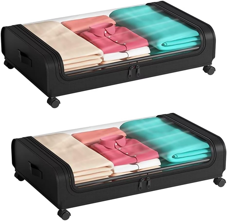 ベッド下収納ボックス キャスター付き ソファー下収納ケース ベッド下物入れ 収納ボックス ワゴン ベッド下収納ケース 薄型 衣類収納 衣装ケース 布団 取っ手付き ふた付き 大容量 衣類整理 多機能