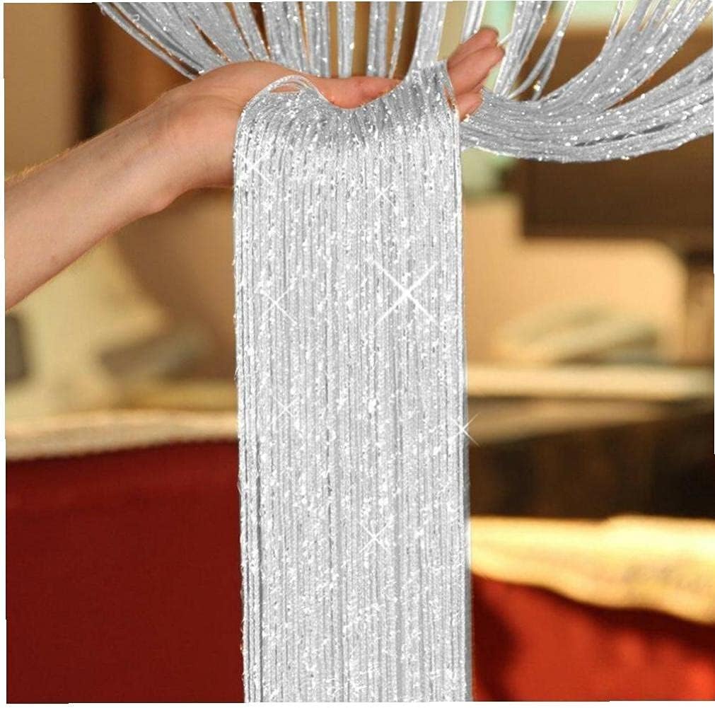 1pcグリッターウィンドウカーテン 糸カーテン 紐タッセルビーズカーテン ドアシアーパネルカーテン ベ..