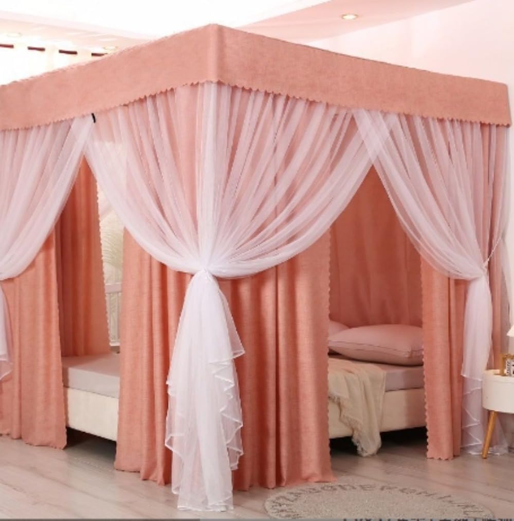 天蓋 ブラック 4 コーナー ポスト ベッド キャノピー モスキート ネット サポート付き シェーディング..