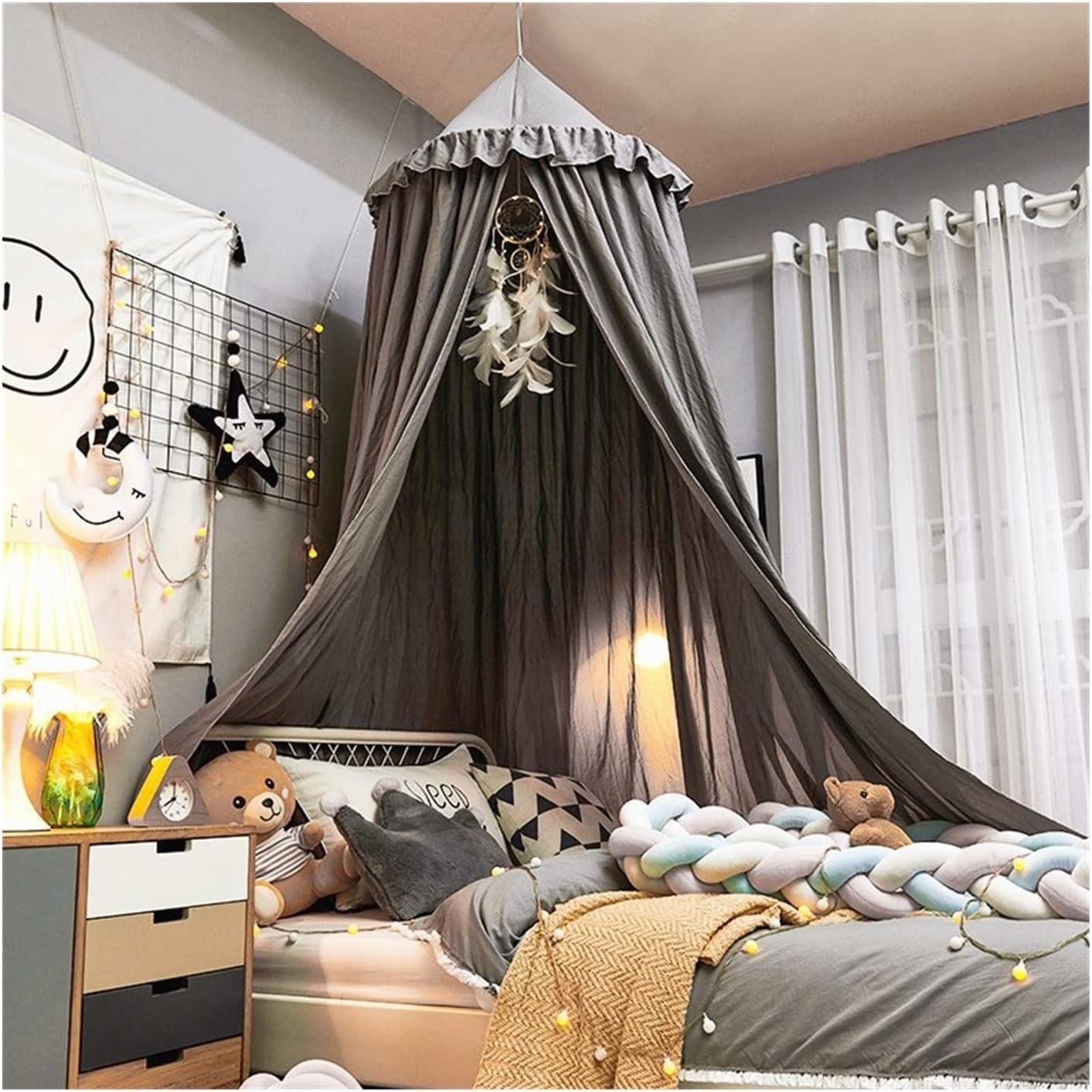 キッズベッドの装飾キャノピー ベビーキャノピーテント用ベビーベッドシェーディング布ベッドカーテン..