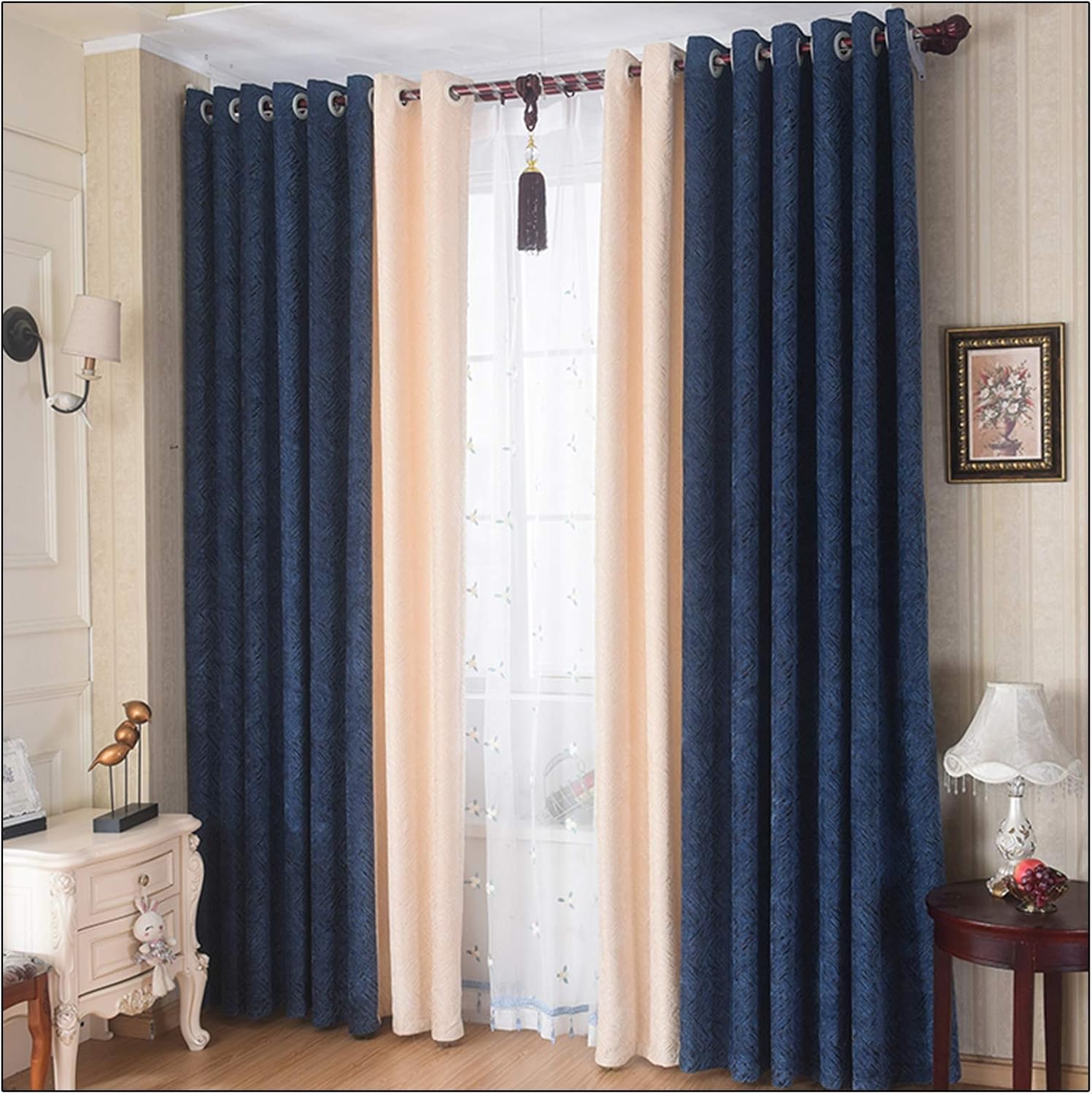 ブラックアウトカーテンミシン目スーパーソフト断熱ペンシルプリートブラックアウトカーテンベッドルー..