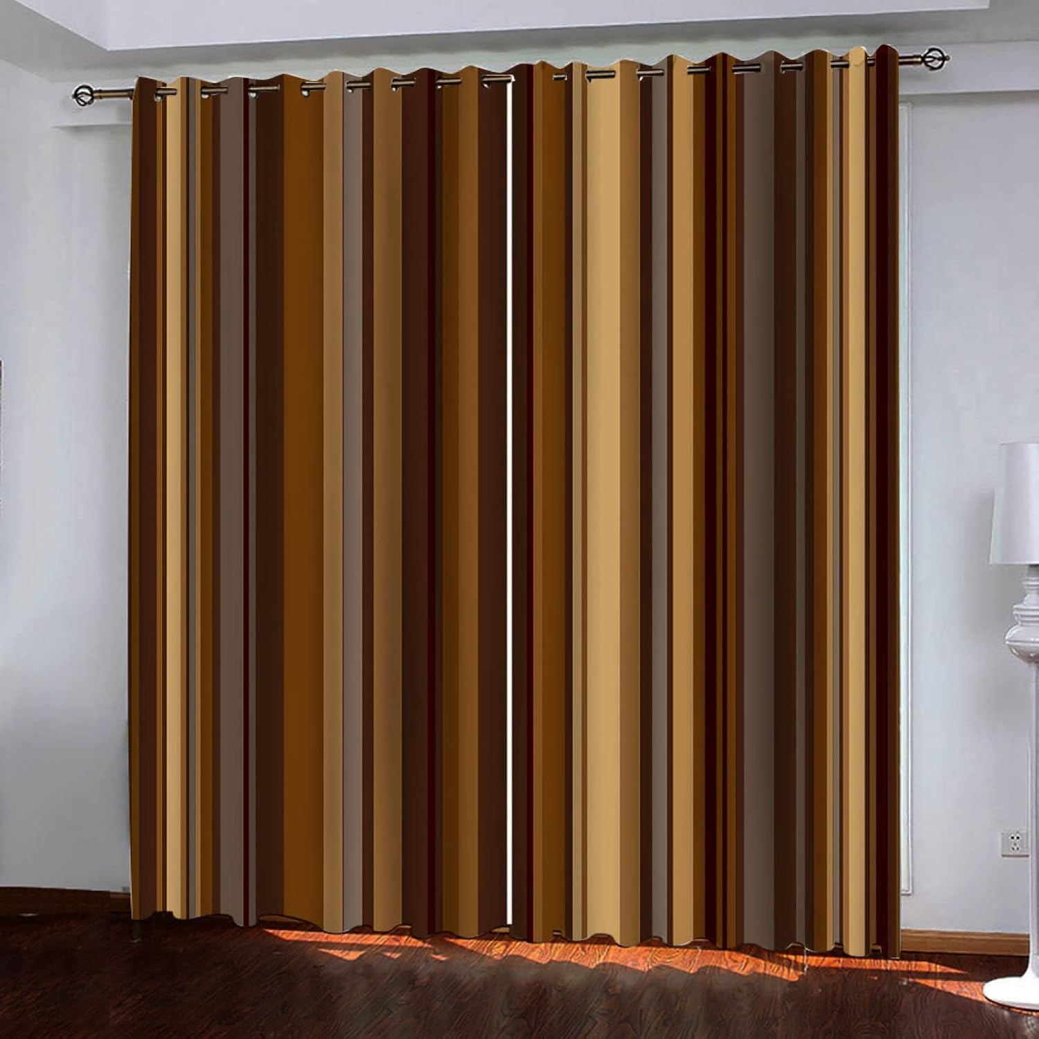 遮光カーテン ストライプ&エスニック 3D プリント ウィンドウカーテン ウィンドウドレープ 大人 レディ..