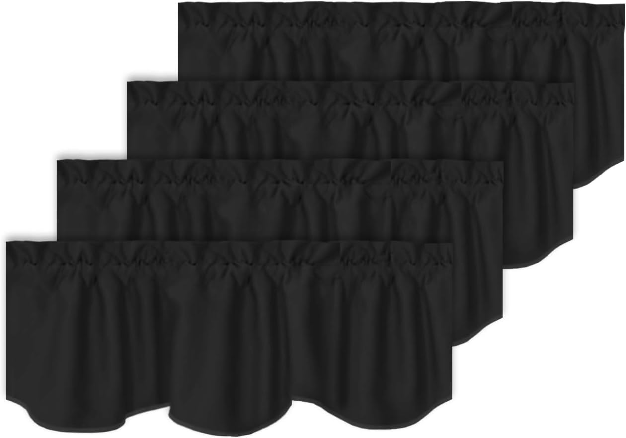 ターコイズ遮光カーテンバランスソリッドロッドポケットスカラップバランスショートカーテンパネルキッ..