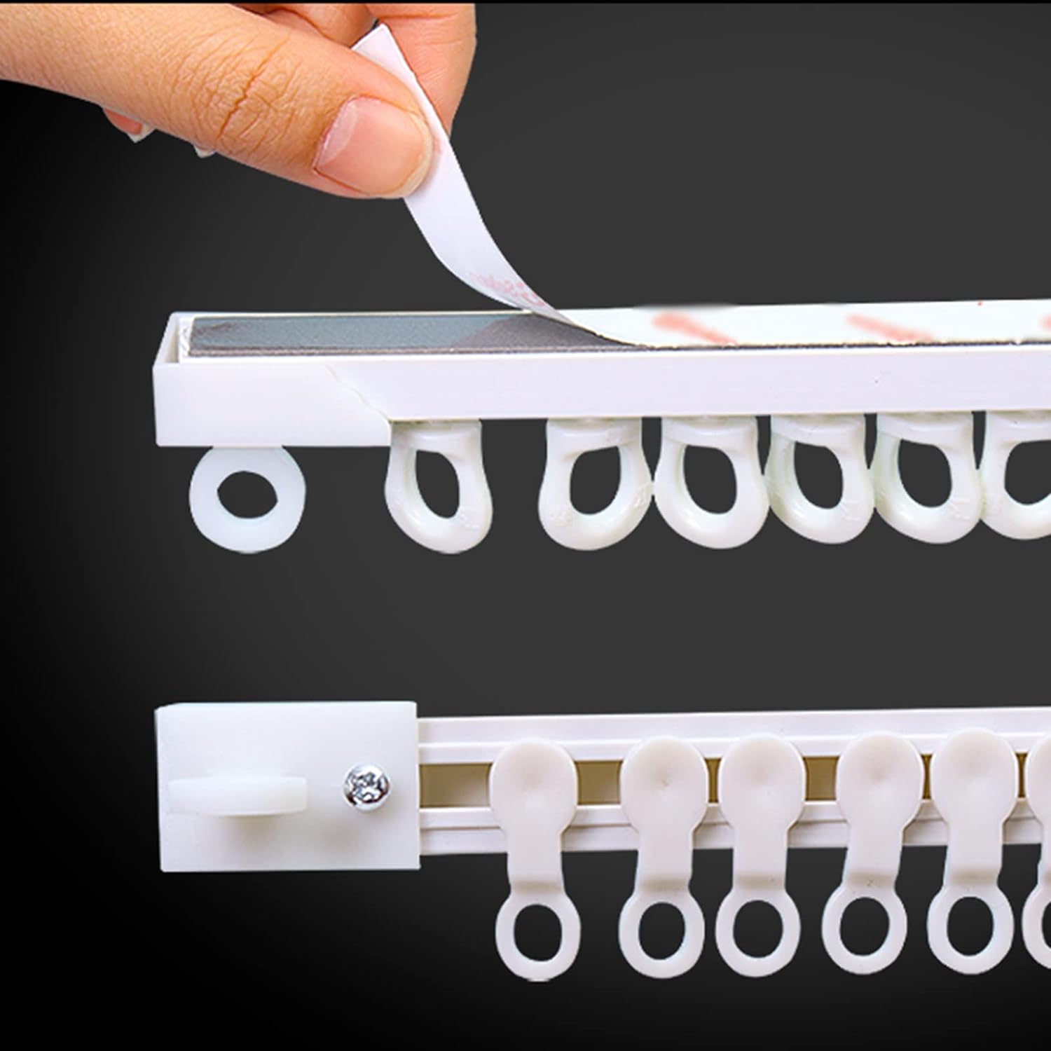 自己粘着性カーテンレール、天井または壁取り付け、滑車とエンドキャップ付きノードリル カーテンレー..