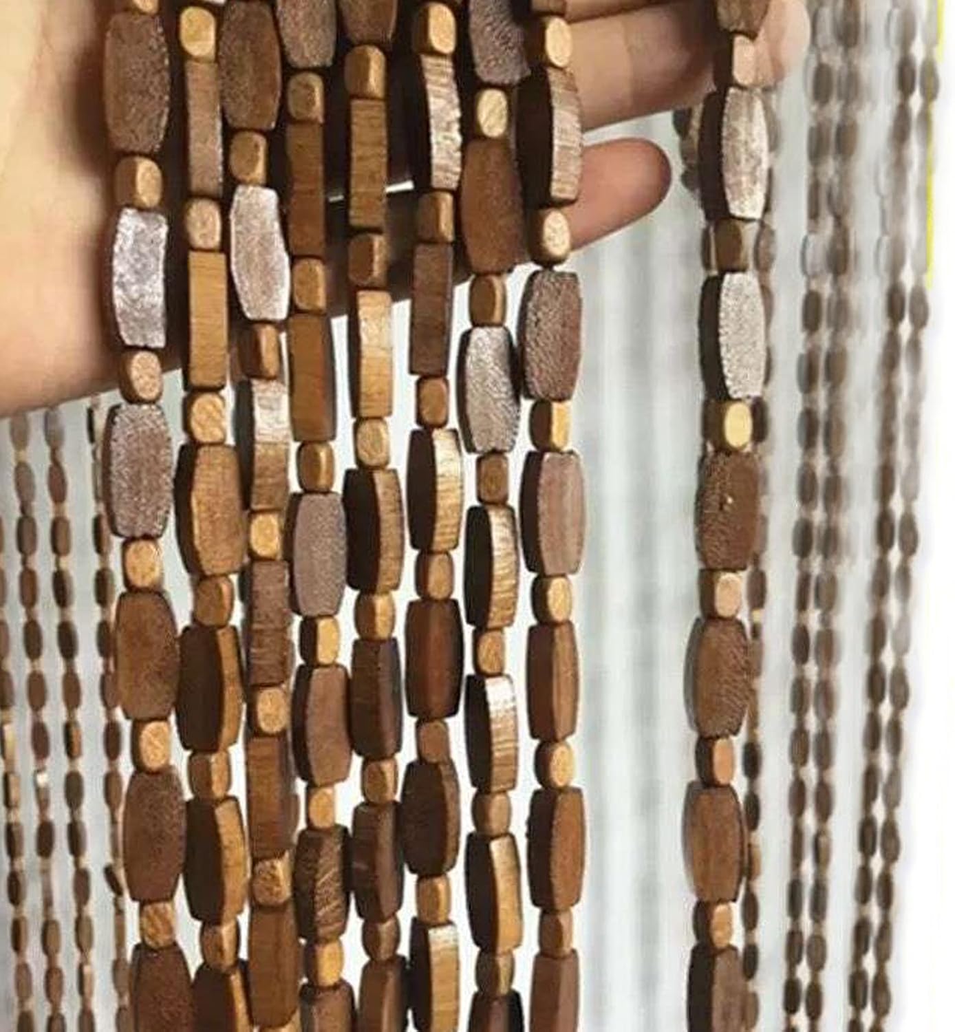 出入り口用の木製ビーズカーテン、木製と竹ビーズカーテン、珠のれんハンギングデコレーション、仕切り..