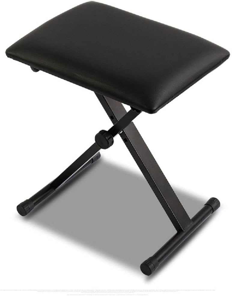 ピアノ キーボード 椅子 折りたたみ式 3段高さ調節 滑り止め加工 (ブラック)