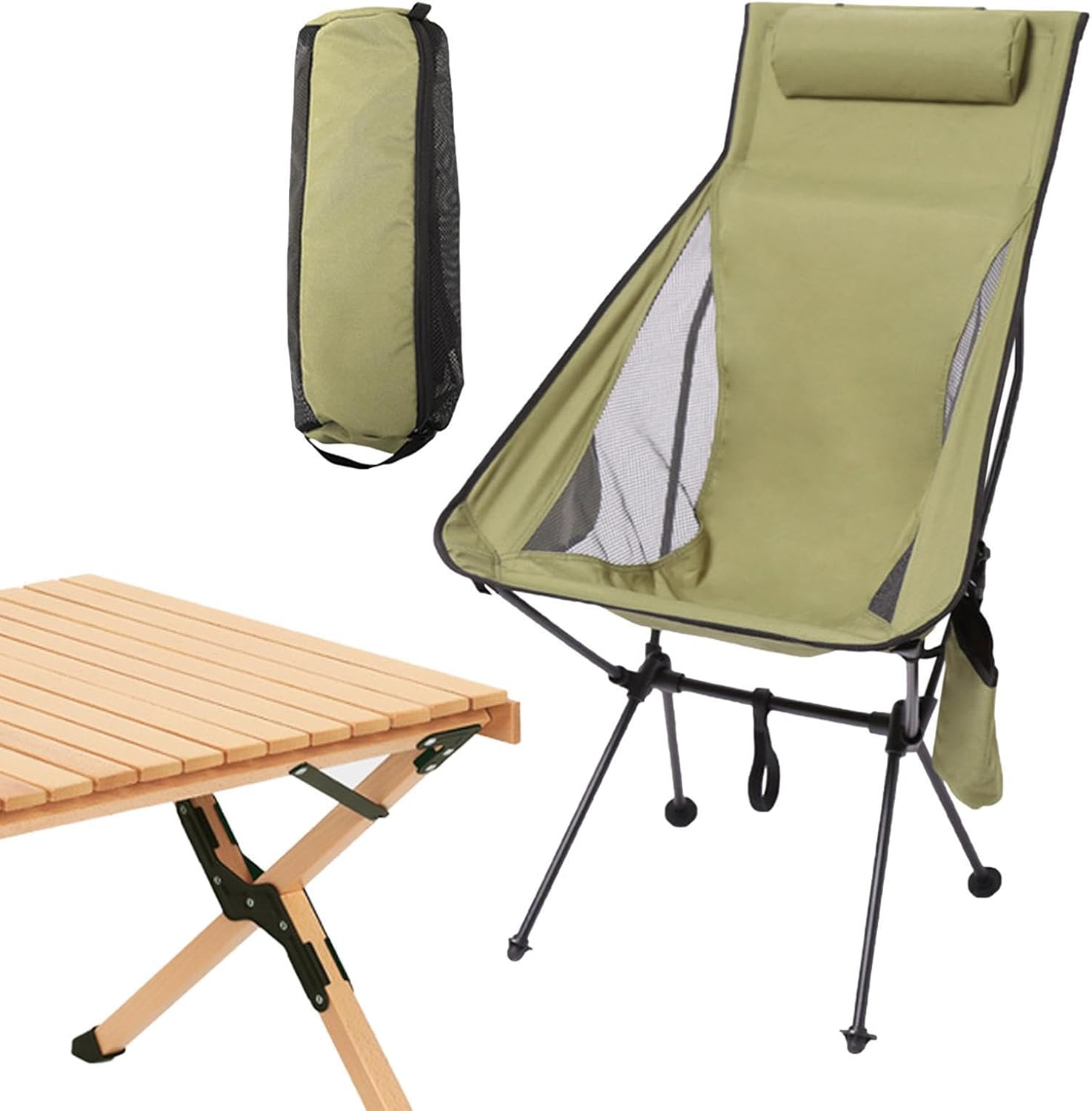 アウトドア折りたたみ椅子、45x43x105cm 折りたたみキャンプチェア 頑丈な折りたたみ椅子 - 軽量ヒト化..