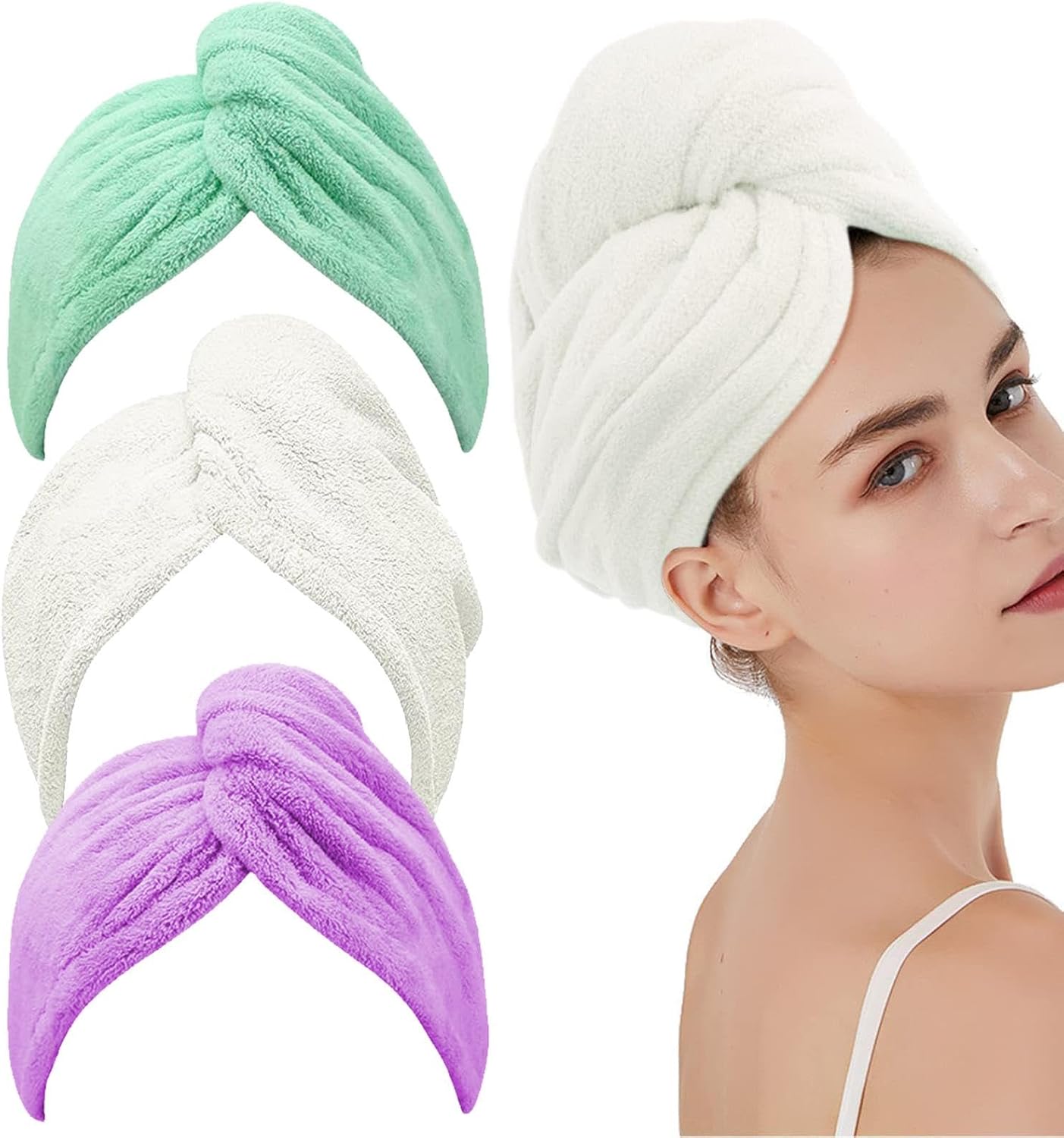 女性用ヘアタオル、マイクロファイバー ヘアタオル 速乾性コーラルフリースヘアタオル 女性 女の子 美..