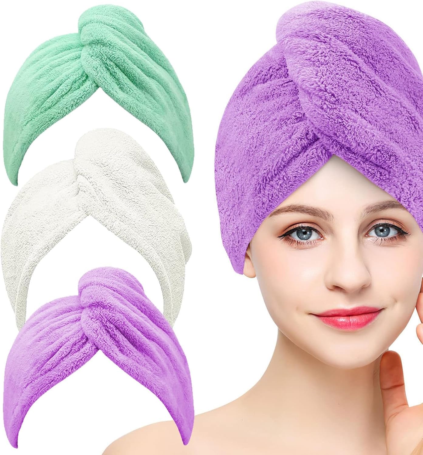 ヘアドライタオル、女性用ヘアタオル 速乾性コーラルフリースヘアタオル | ヘアクリーニング用品 ヘア..